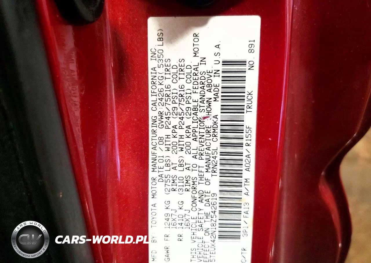 2008 Toyota Tacoma Access Cab VIN:5TEUX42N18Z542619 - 12