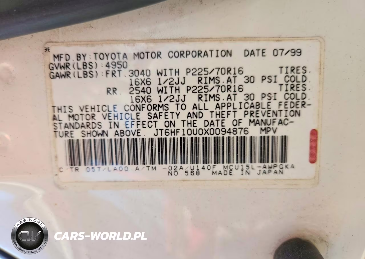 1999 Lexus Rx 300 VIN:JT6HF10U0X0094876 - 13