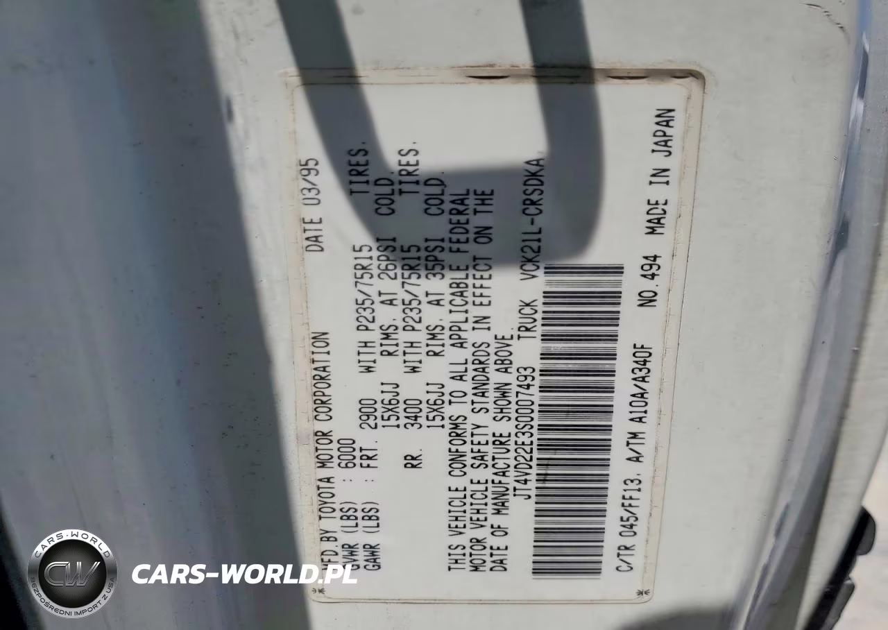 1995 Toyota T100 Xtracab Dx VIN:JT4VD22E3S0007493 - 13