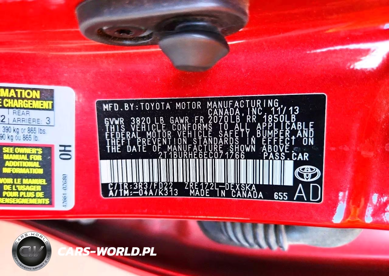 2014 Toyota Corolla S Plus VIN:2T1BURHE6EC071766 - 12