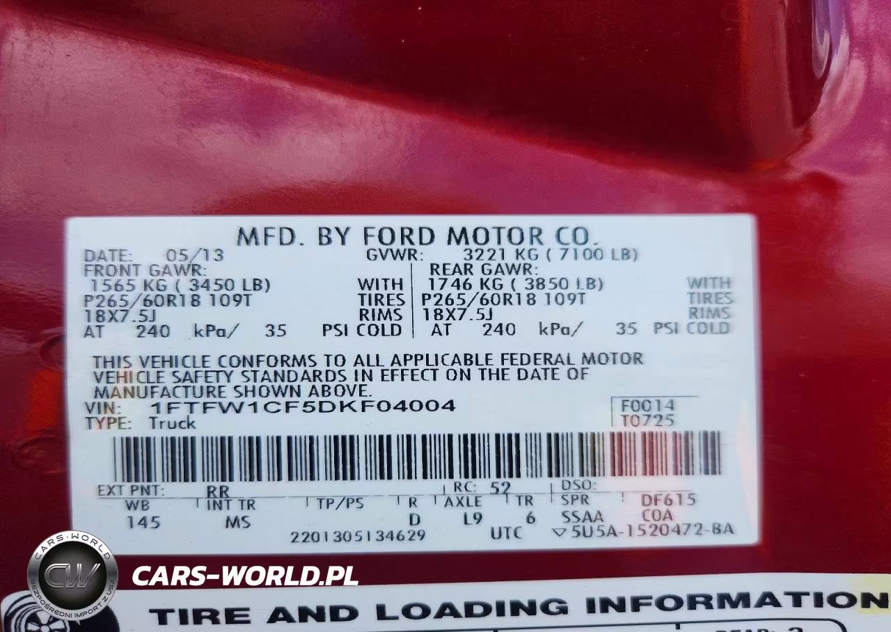 2013 Ford F150 Supercrew VIN:1FTFW1CF5DKF04004 - 13