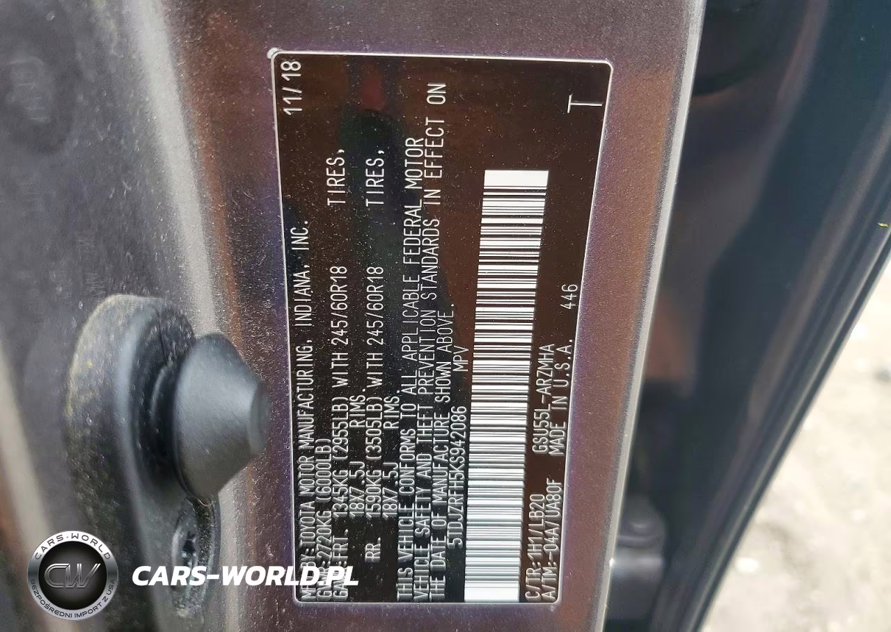 2019 Toyota Highlander Xle VIN:5TDJZRFH5KS942086 - 13