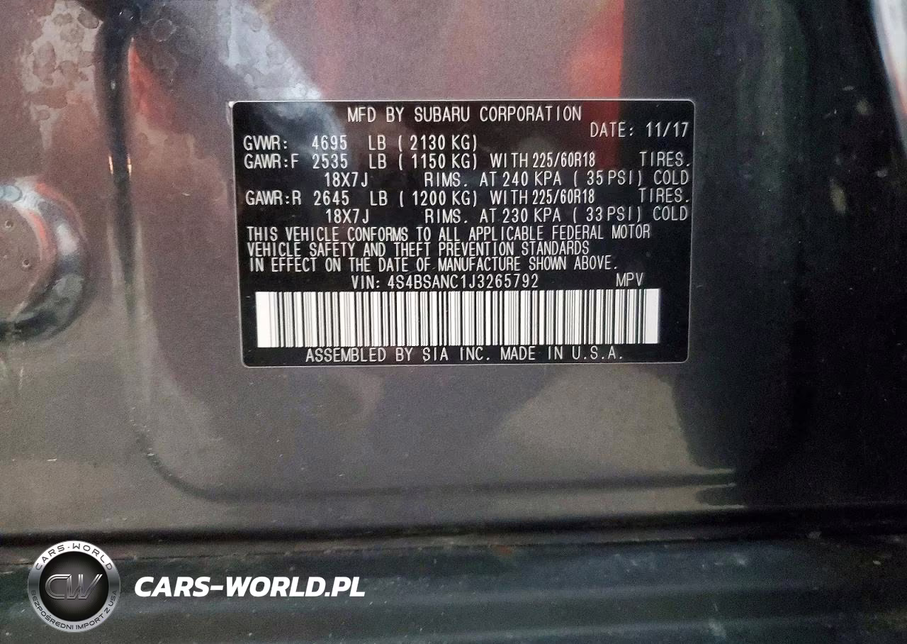 2018 Subaru Outback 2.5I Limited VIN:4S4BSANC1J3265792 - 12