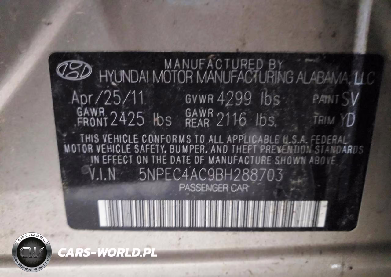 2011 Hyundai Sonata Limited VIN:5NPEC4AC9BH288703 - 12