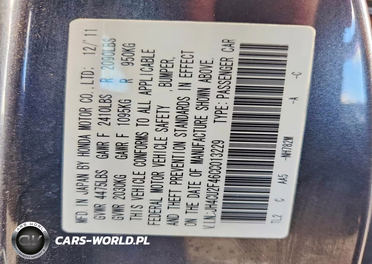 2012 Acura Tsx VIN:JH4CU2F46CC013229 - 12