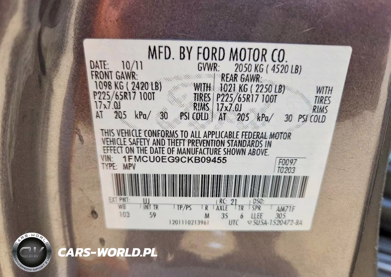 2012 Ford Escape Limited VIN:1FMCU0EG9CKB09455 - 14