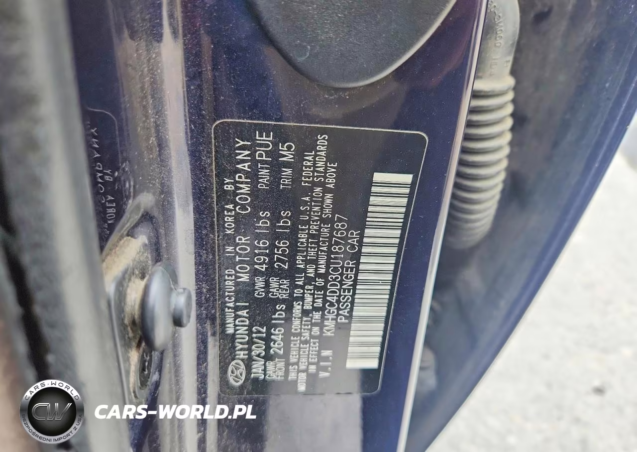 2012 Hyundai Genesis 3.8L VIN:KMHGC4DD3CU187687 - 13
