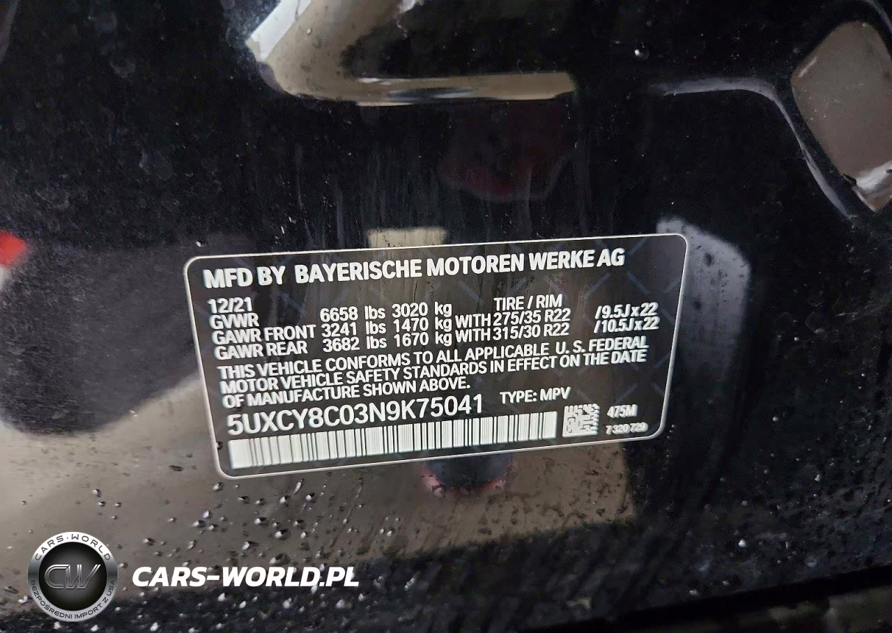 2022 BMW X6 M50I VIN:5UXCY8C03N9K75041 - 12