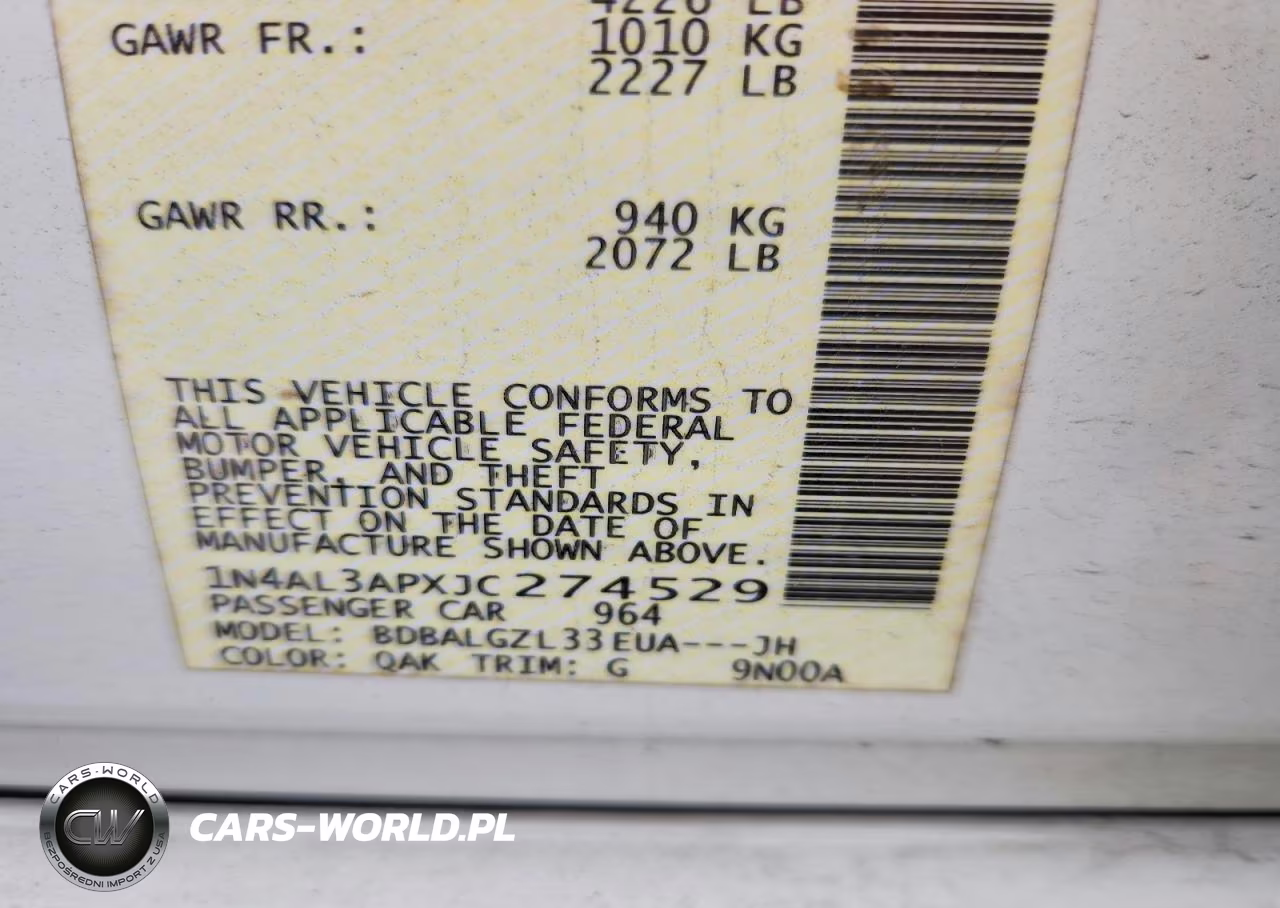 2018 Nissan Altima 2.5 VIN:1N4AL3APXJC274529 - 12