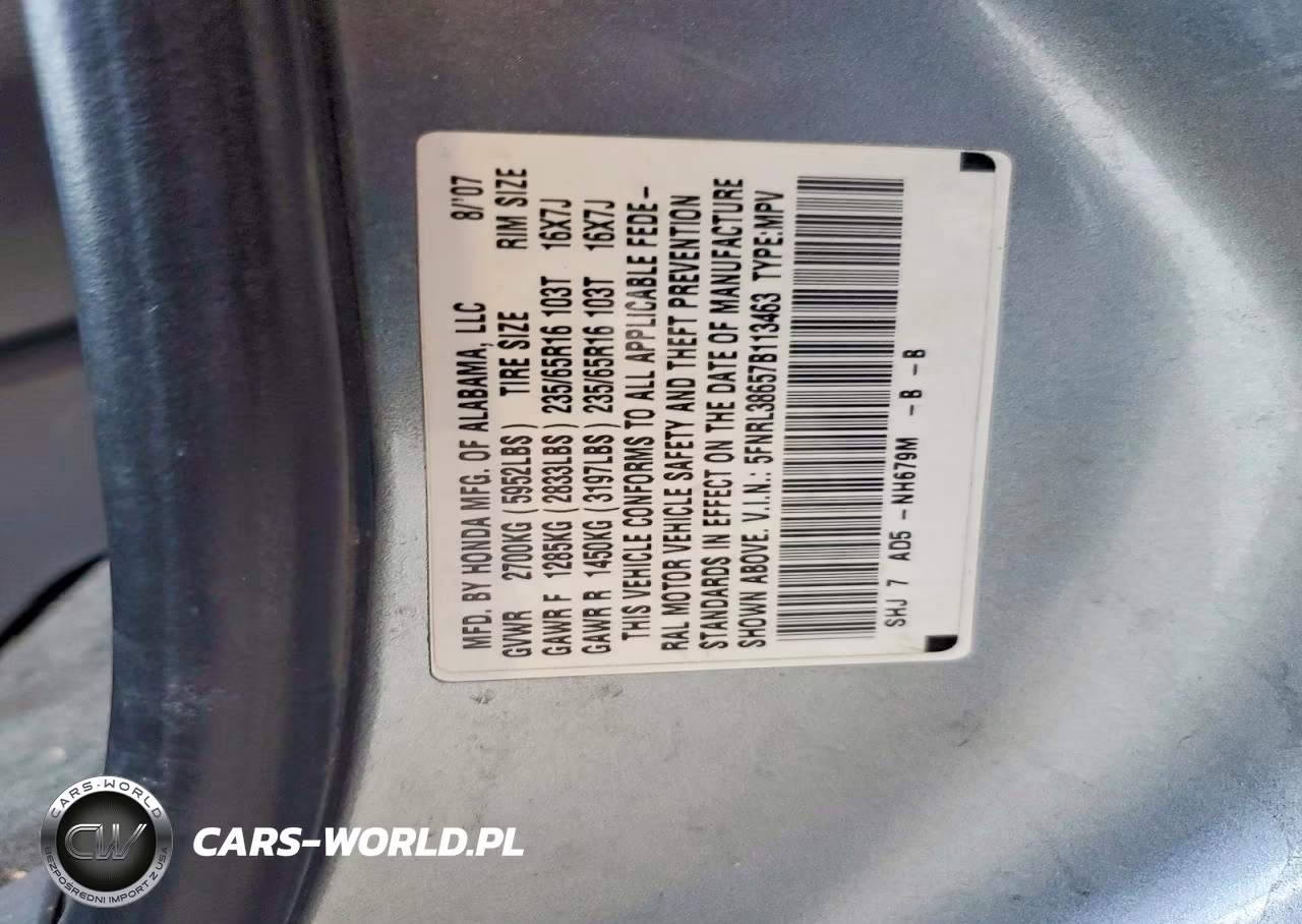 2007 Honda Odyssey Exl VIN:5FNRL38657B113463 - 13