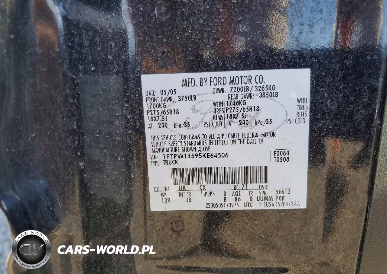 2005 Ford F150 Supercrew VIN:1FTPW14595KE64506 - 12