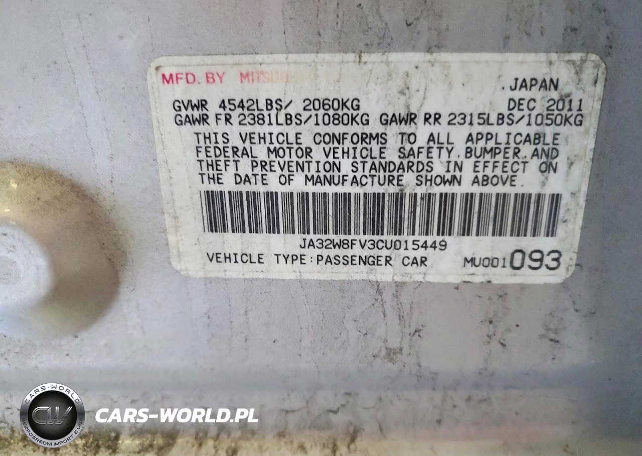 2012 Mitsubishi Lancer Evolution Gsr VIN:JA32W8FV3CU015449 - 13