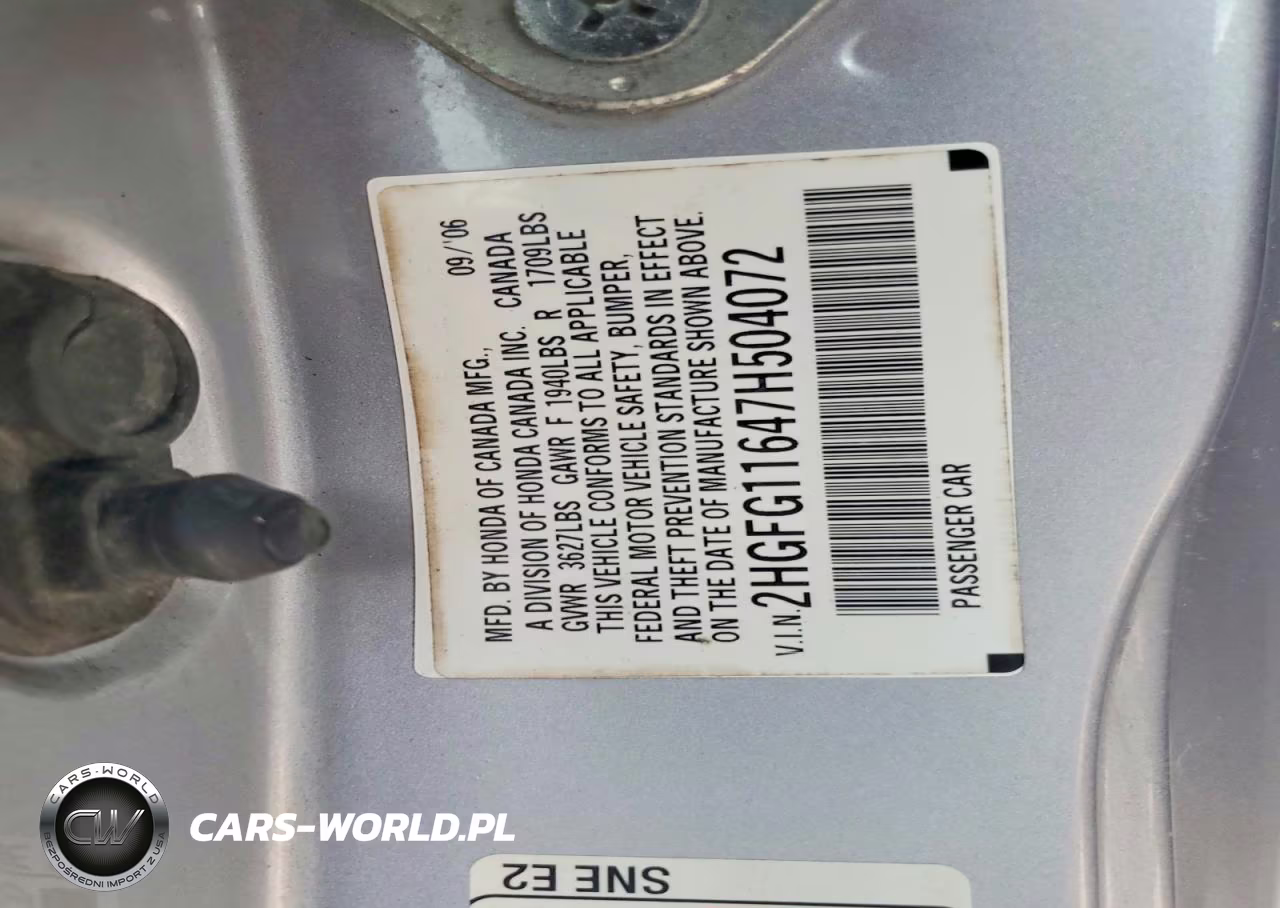2007 Honda Civic Lx VIN:2HGFG11647H504072 - 12