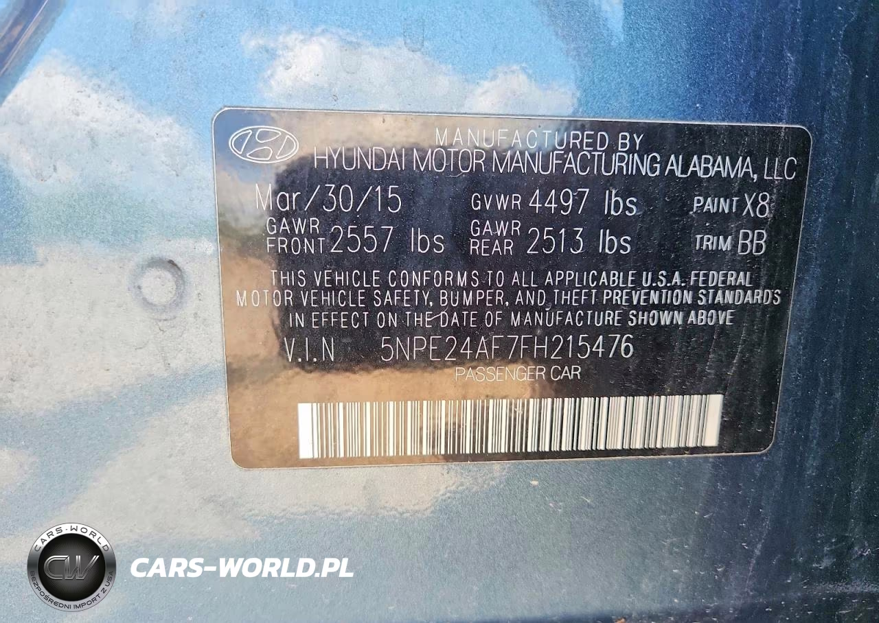 2015 Hyundai Sonata Se VIN:5NPE24AF7FH215476 - 12