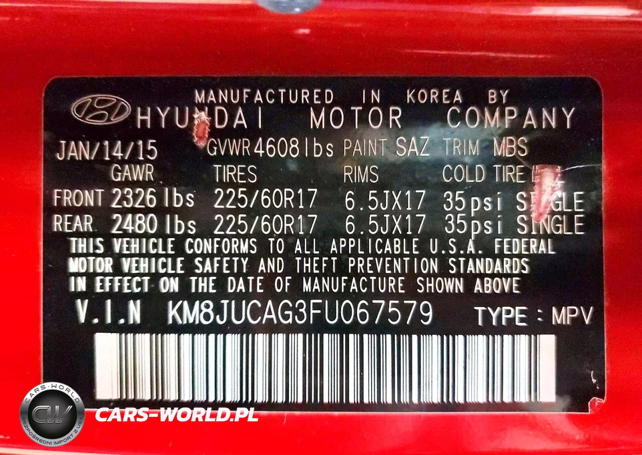 2015 Hyundai Tucson Se VIN:KM8JUCAG3FU067579 - 12