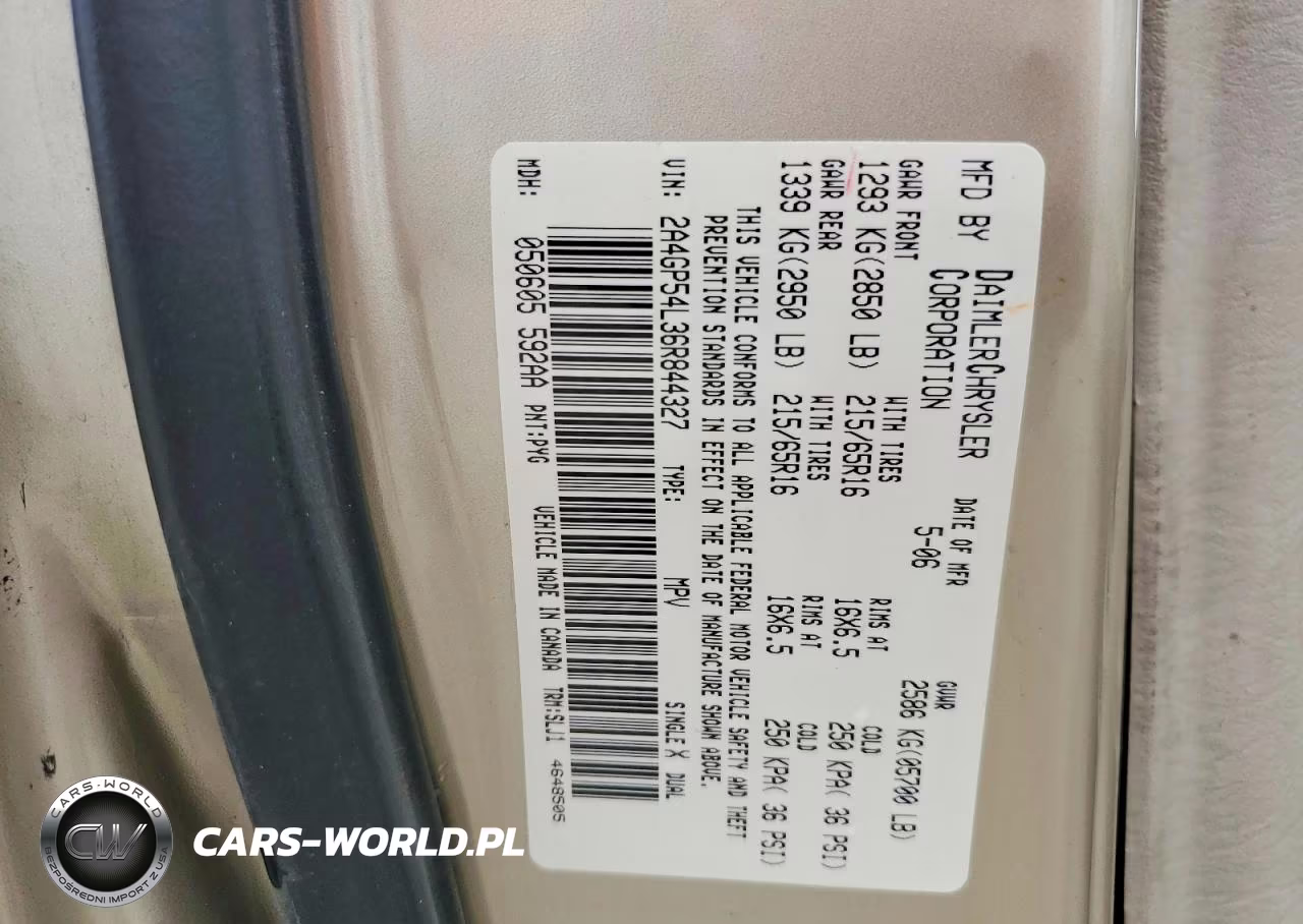 2006 Chrysler Town & Country Touring VIN:2A4GP54L36R844327 - 13