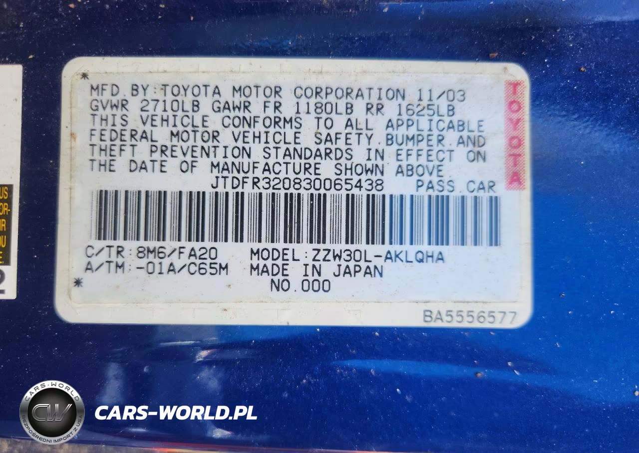 2003 Toyota Mr2 Spyder VIN:JTDFR320830065438 - 12