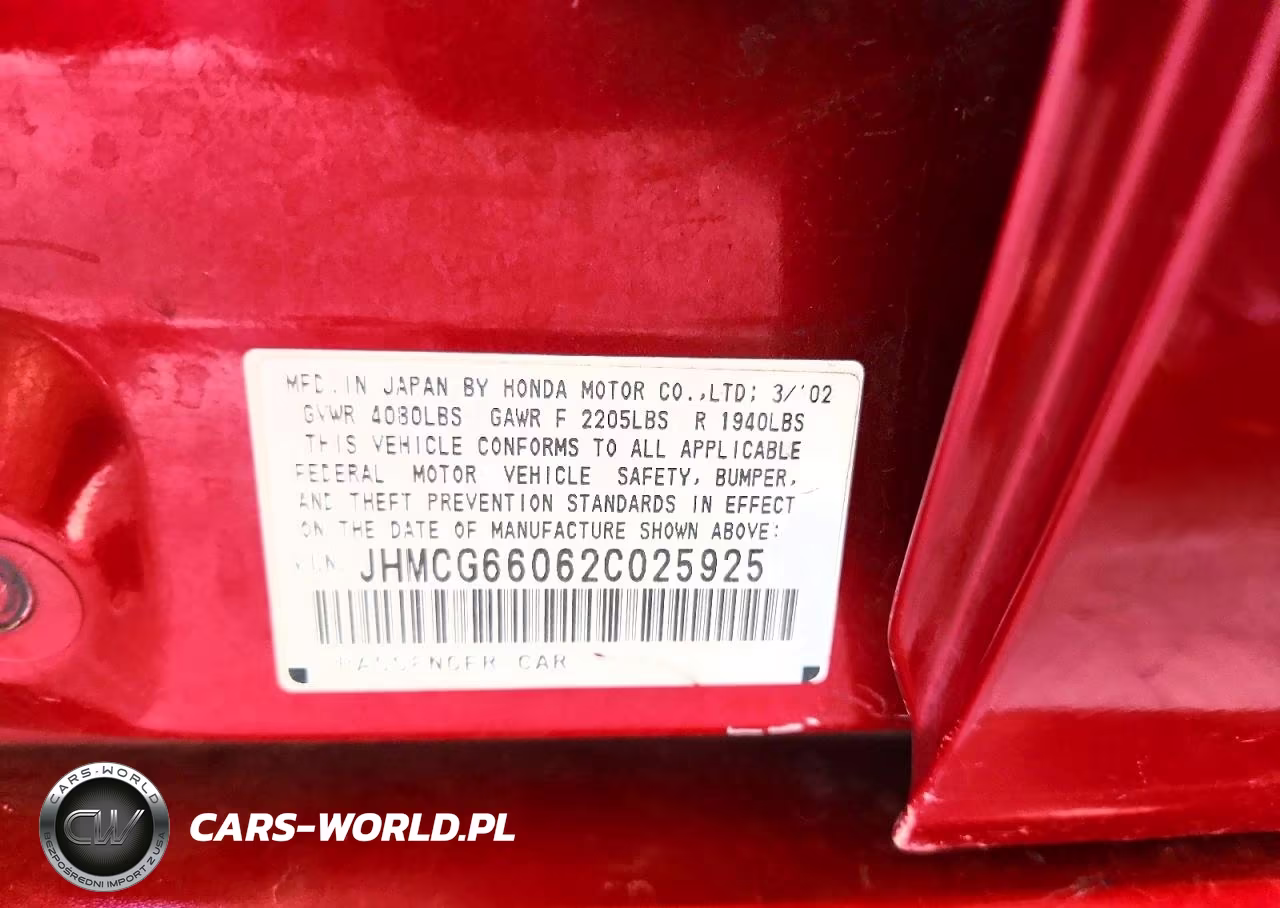 2002 Honda Accord Ex VIN:JHMCG66062C025925 - 12