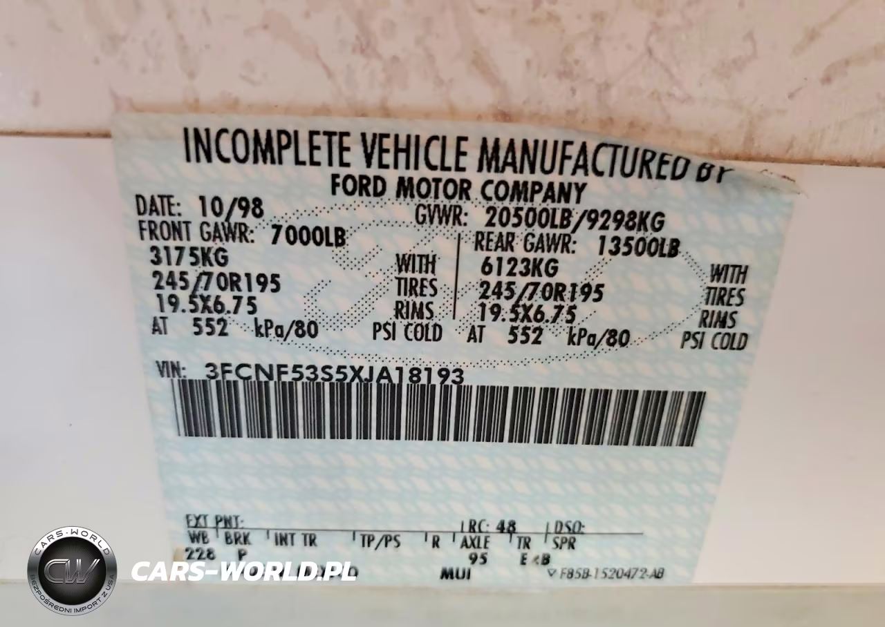 1999 Ford Vacationer Rv VIN:3FCNF53S5XJA18193 - 10