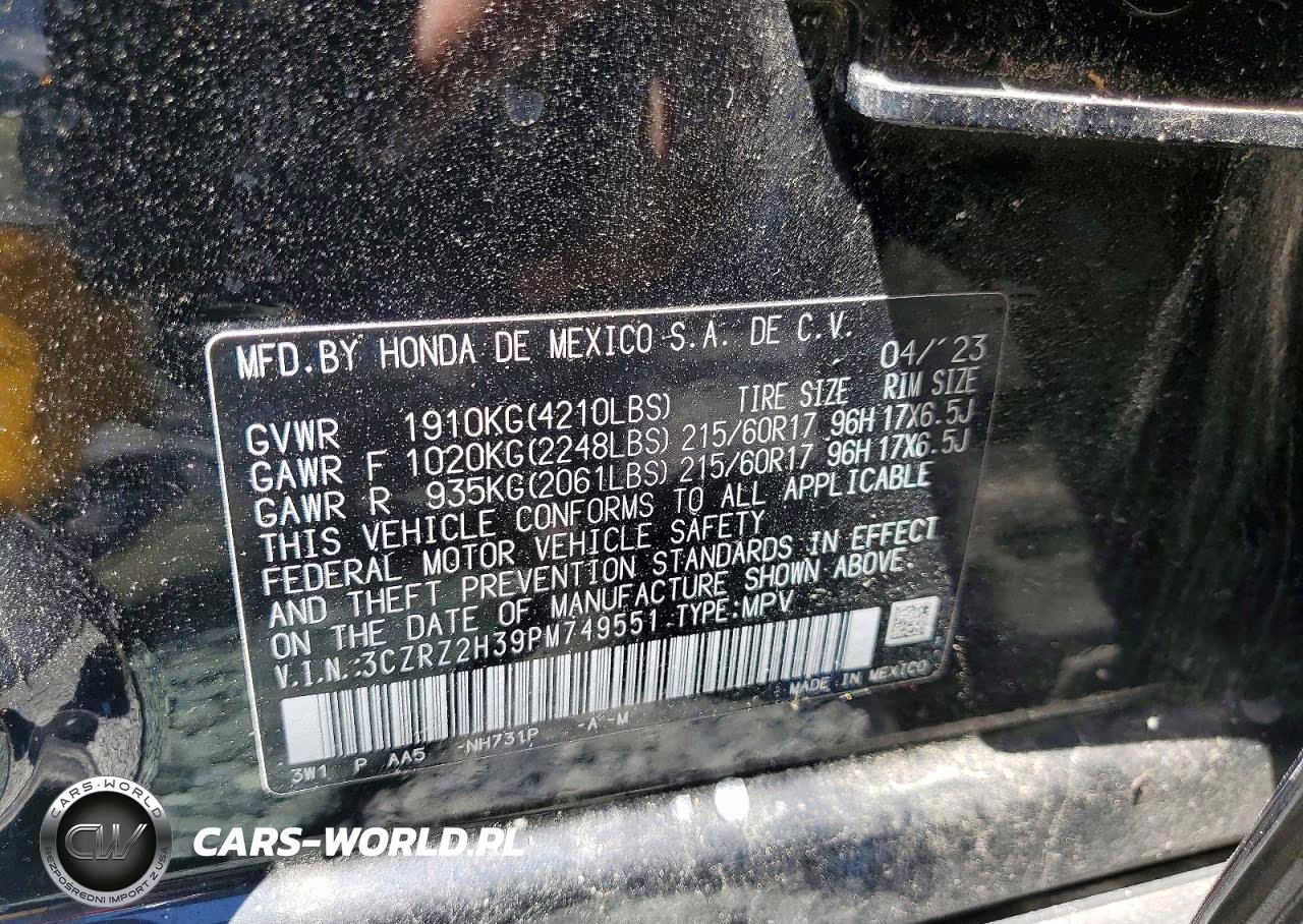 2023 Honda Hr-V Lx VIN:3CZRZ2H39PM749551 - 13
