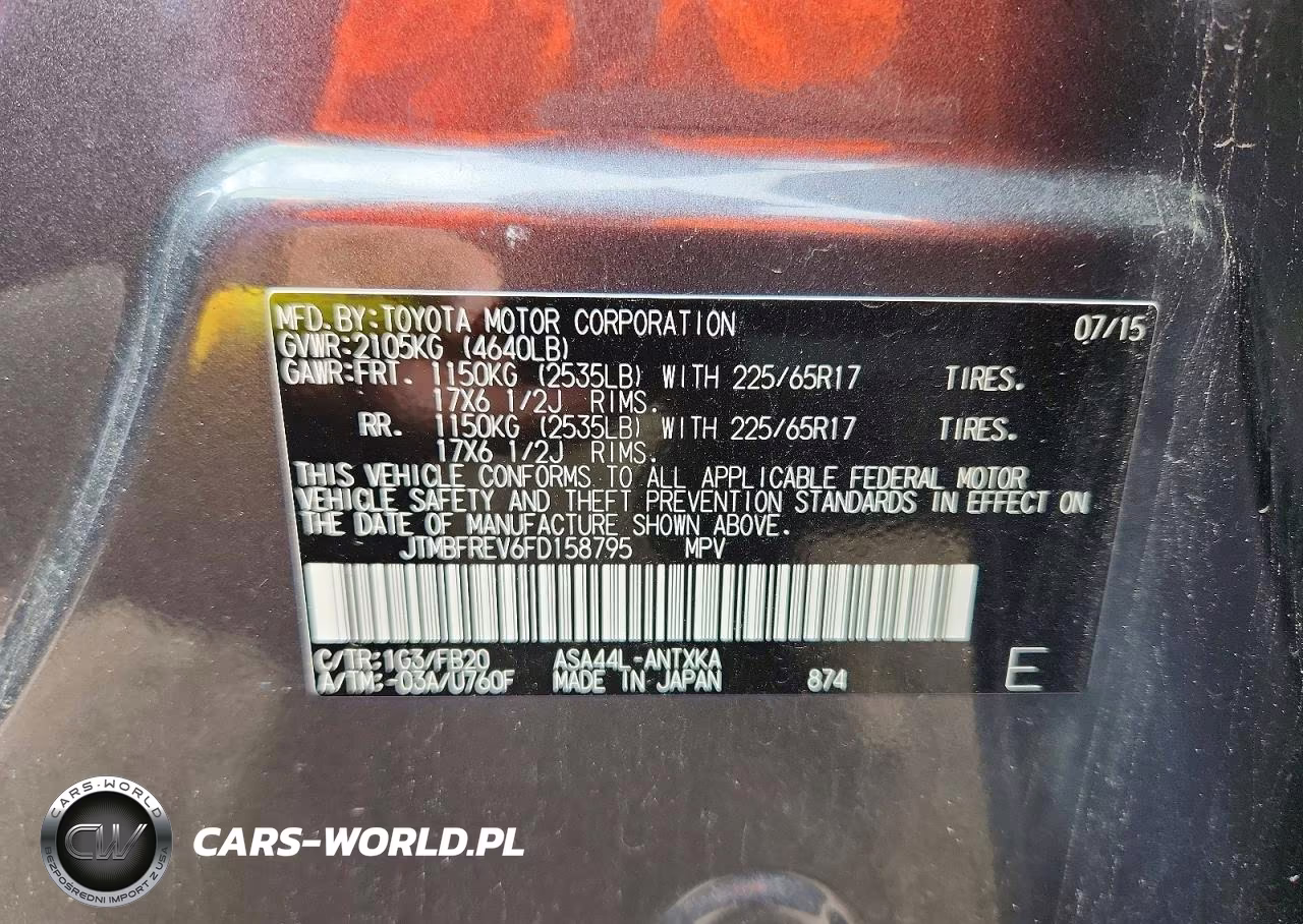 2015 Toyota Rav4 Le VIN:JTMBFREV6FD158795 - 12