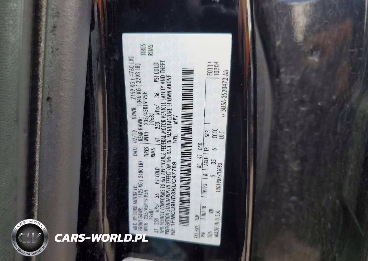 2019 Ford Escape Sel VIN:1FMCU9HD3KUC47789 - 13