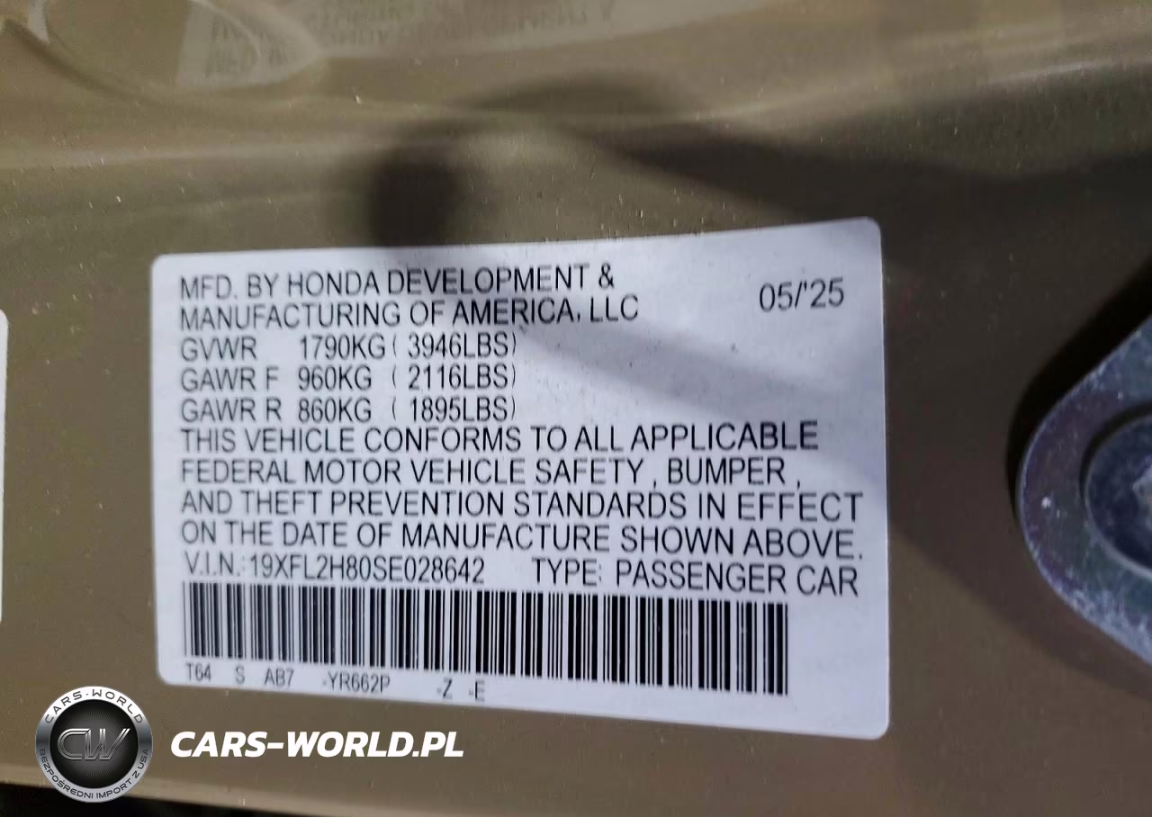 2025 Honda Civic Sport VIN:19XFL2H80SE028642 - 12