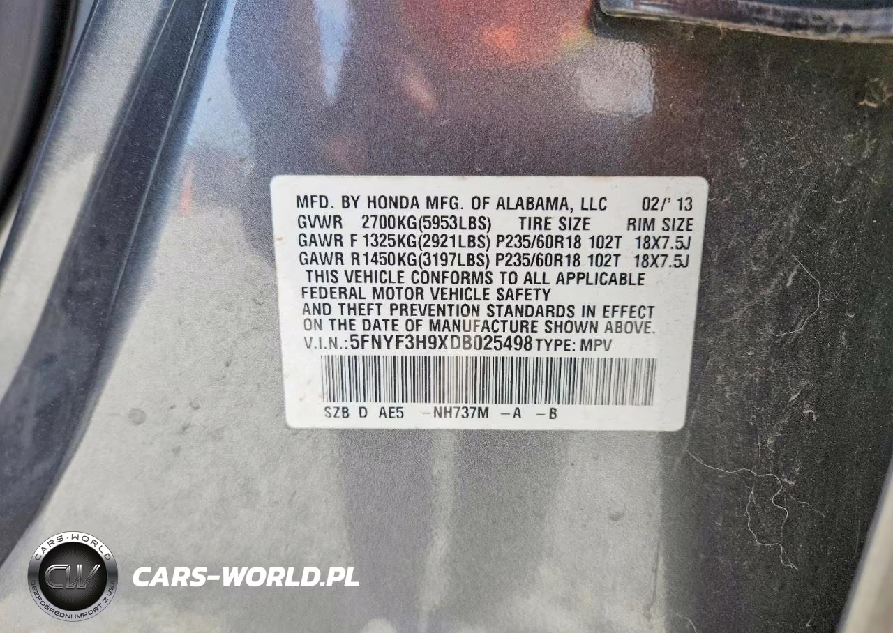 2013 Honda Pilot Touring VIN:5FNYF3H9XDB025498 - 12