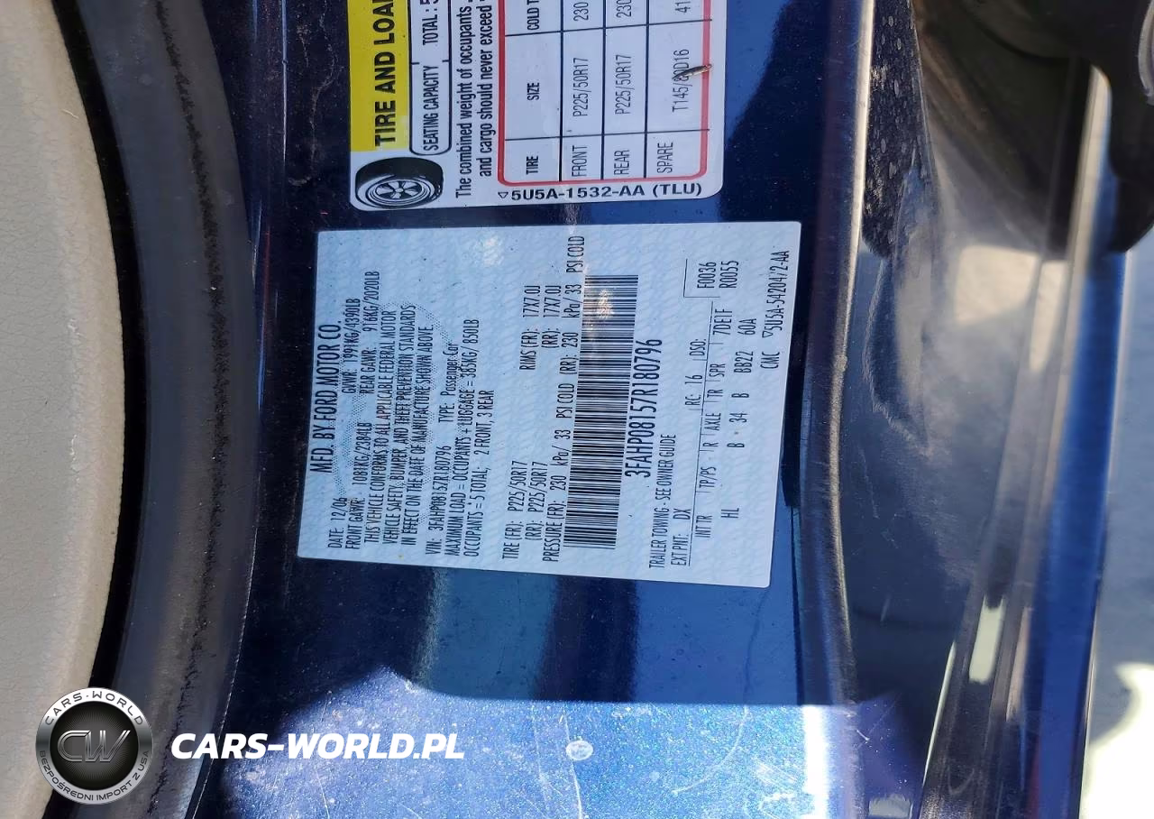 2007 Ford Fusion Sel VIN:3FAHP08157R180796 - 12