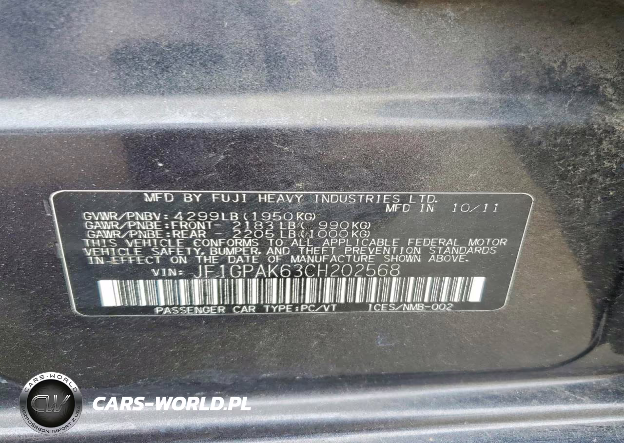 2012 Subaru Impreza Limited VIN:JF1GPAK63CH202568 - 12