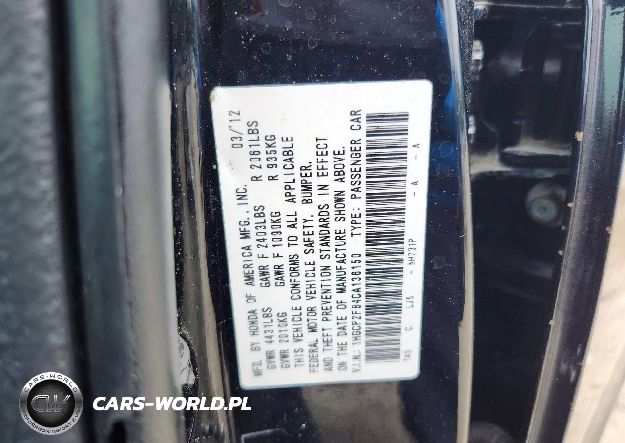 2012 Honda Accord Sdn 2.4 Ex-L-Ex-L VIN:1HGCP2F84CA136150 - 12