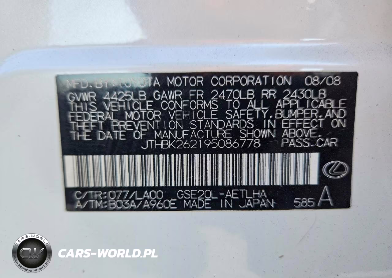 2009 Lexus Is 250 VIN:JTHBK262195086778 - 12