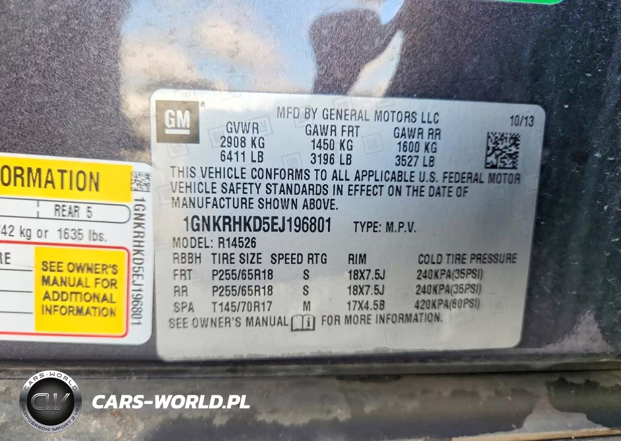 2014 Chevrolet Traverse Lt VIN:1GNKRHKD5EJ196801 - 13