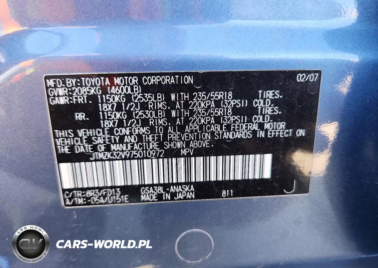 2007 Toyota Rav4 Sport VIN:JTMZK32V975010972 - 13