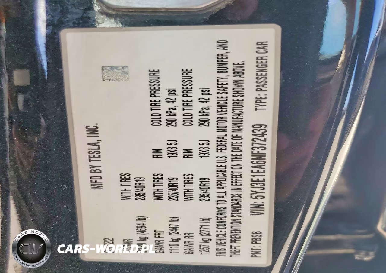 2022 Tesla Model 3 VIN:5YJ3E1EA6NF372439 - 12