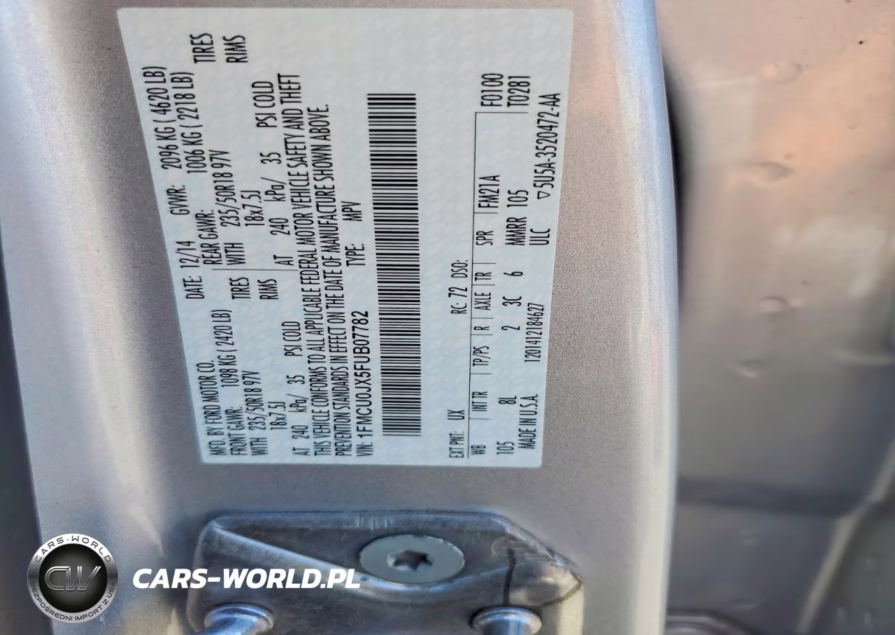 2015 Ford Escape Titanium VIN:1FMCU0JX5FUB07782 - 13