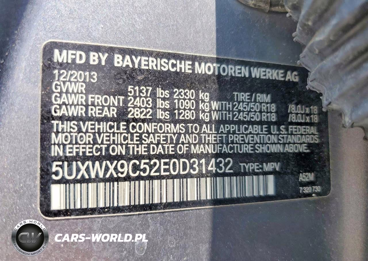2014 BMW X3 xDrive28I VIN:5UXWX9C52E0D31432 - 12