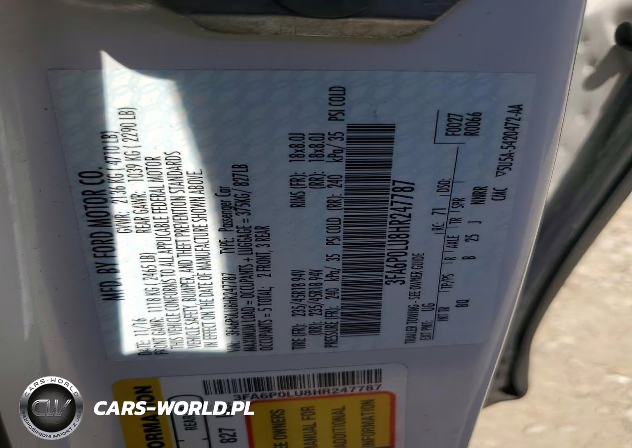 2017 Ford Fusion Se Hybrid VIN:3FA6P0LU8HR247787 - 12