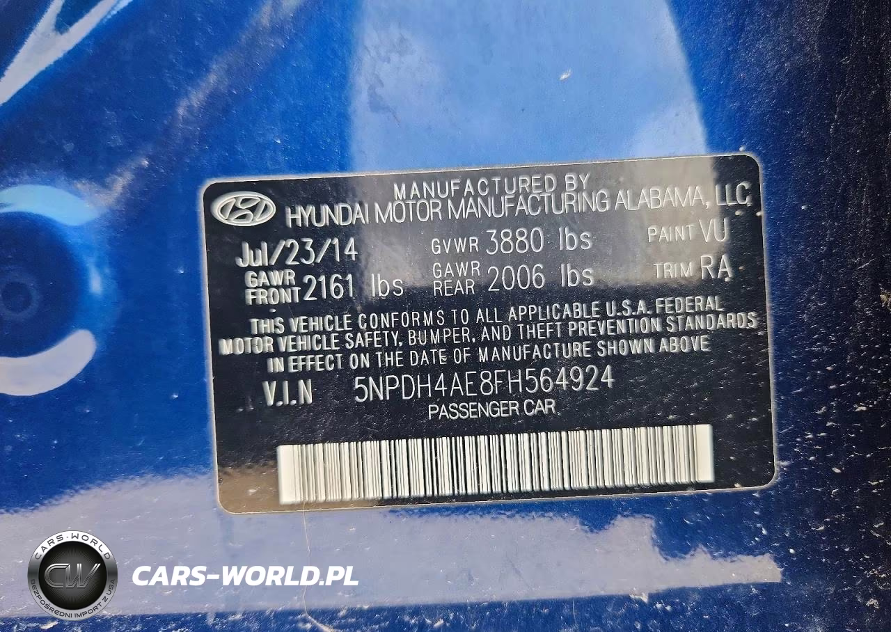 2015 Hyundai Elantra Se VIN:5NPDH4AE8FH564924 - 12