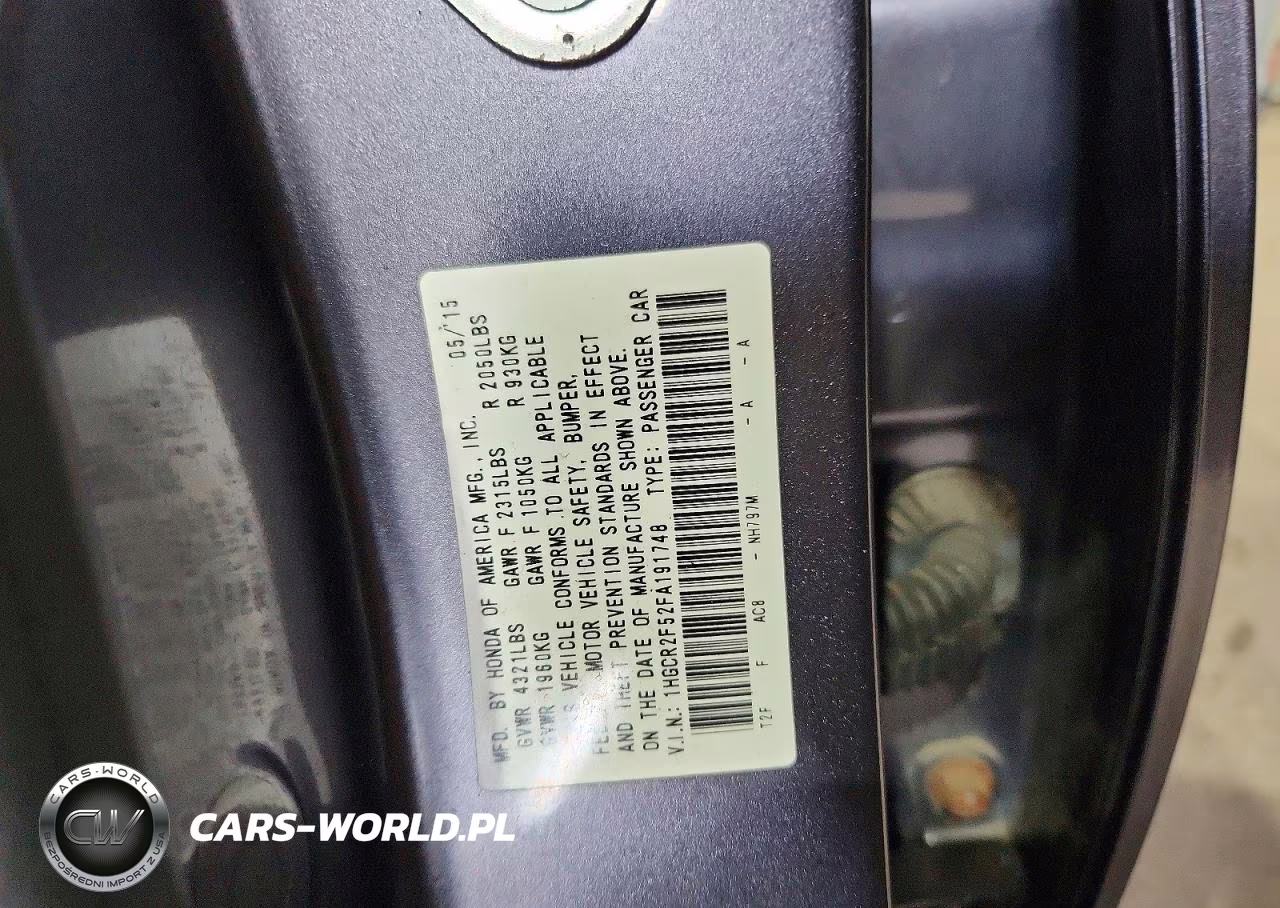 2015 Honda Accord Sport VIN:1HGCR2F52FA191748 - 12