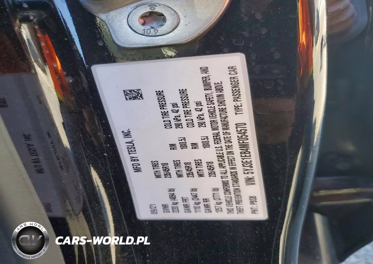 2021 Tesla Model 3 VIN:5YJ3E1EB4MF054570 - 12