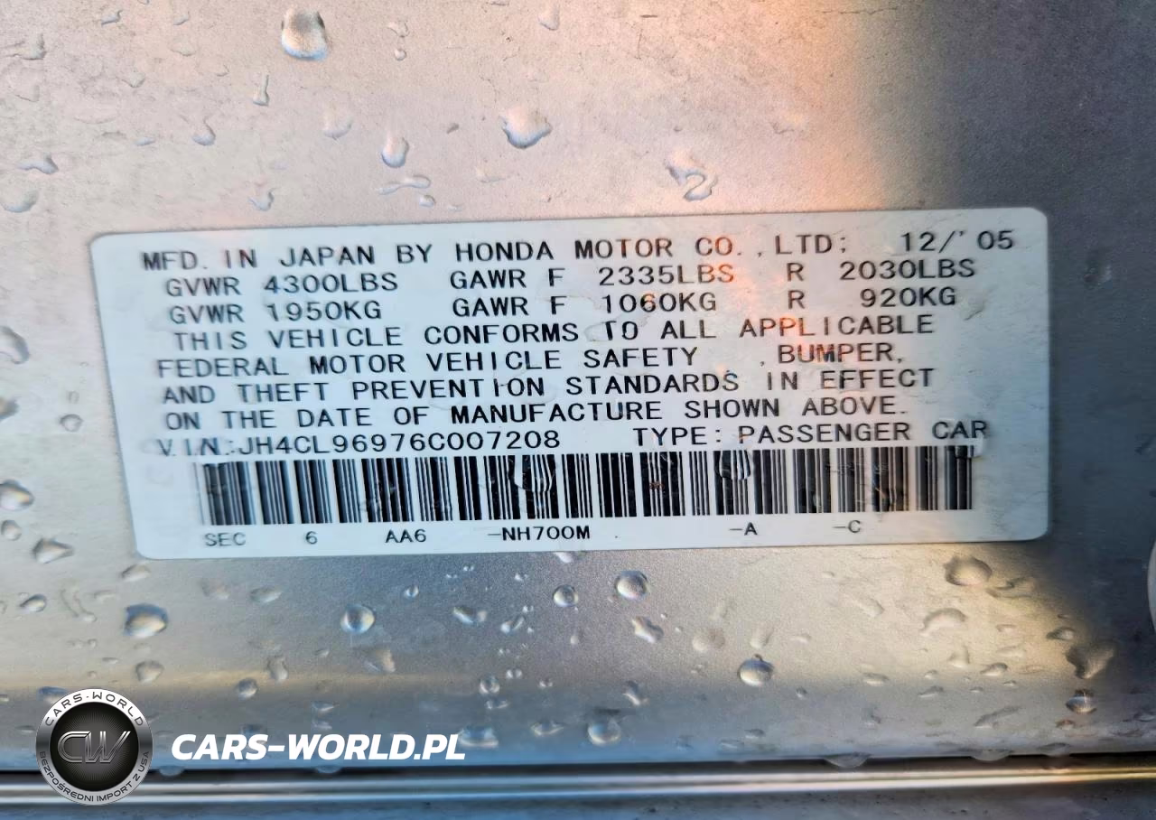 2006 Acura Tsx VIN:JH4CL96976C007208 - 12