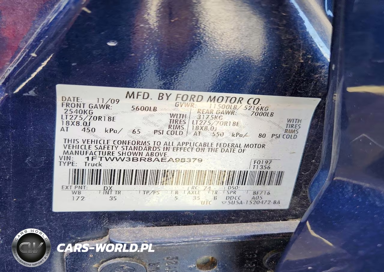2010 Ford F350 Super Duty VIN:1FTWW3BR8AEA98379 - 10