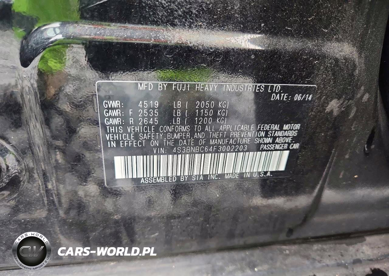 2015 Subaru Legacy 2.5I Premium VIN:4S3BNBC64F3002203 - 12