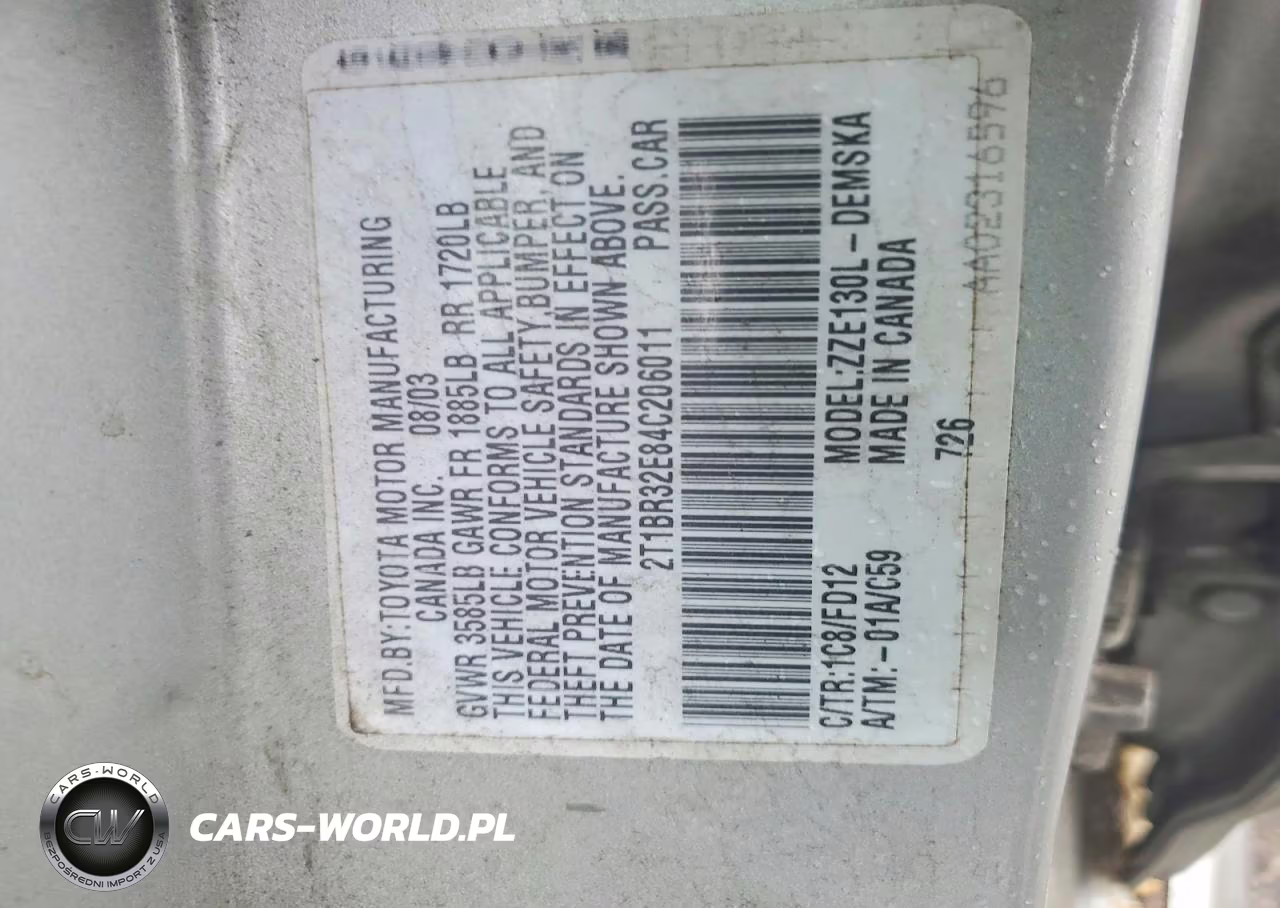 2004 Toyota Corolla S VIN:2T1BR32E84C206011 - 12