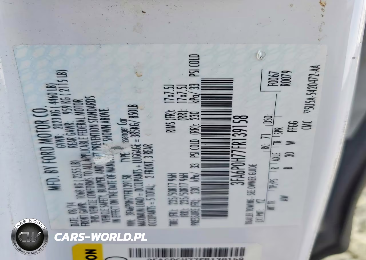 2015 Ford Fusion Se VIN:3FA6P0H77FR139158 - 12