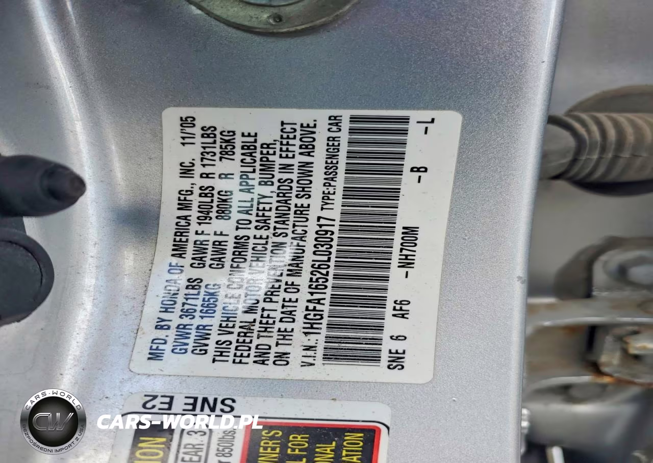 2006 Honda Civic Lx VIN:1HGFA16526L030917 - 12