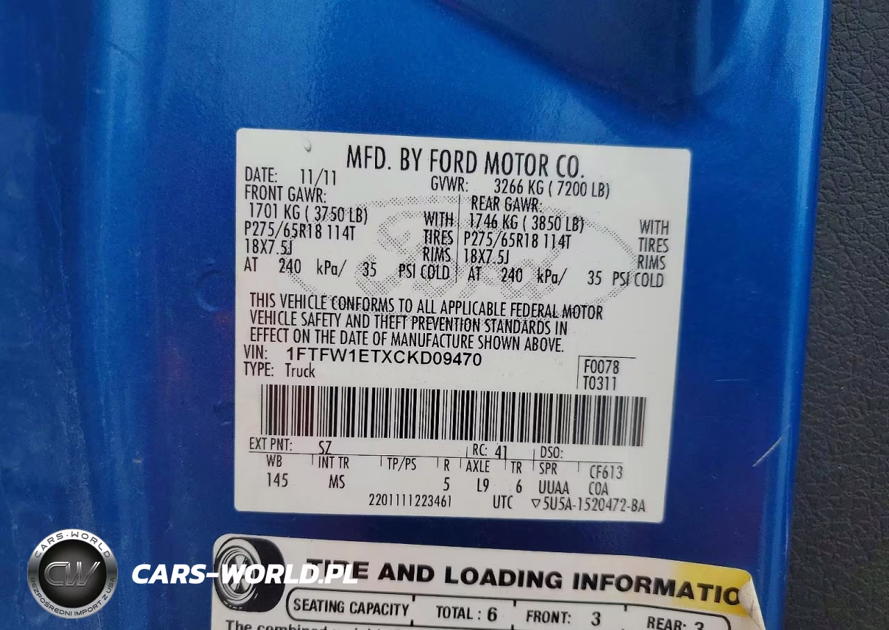 2012 Ford F150 Supercrew VIN:1FTFW1ETXCKD09470 - 12