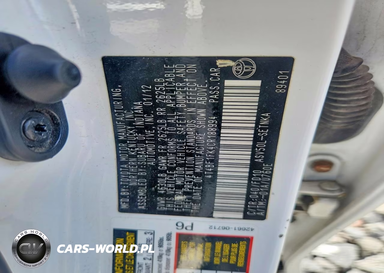 2012 Toyota Camry Le VIN:4T4BF1FK4CR188994 - 12
