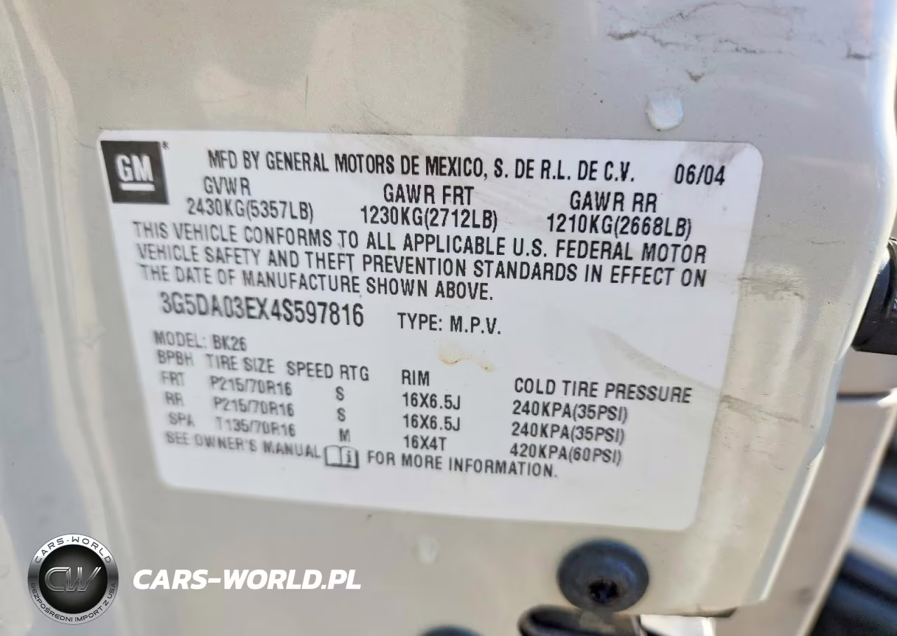 2004 Buick Rendezvous Cx VIN:3G5DA03EX4S597816 - 13